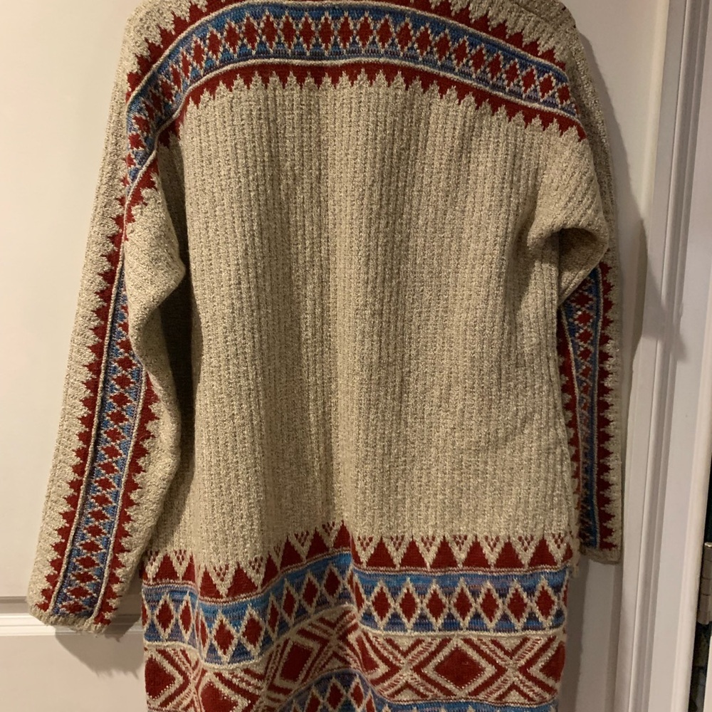 Lucky Brand Red and Cream Knit Nordic style Cardigan M - Picture 5 of 7
